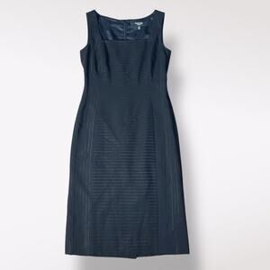 Emanuel Ungaro Vintage Black Wool Blend Sleeveless Sheath Midi Dress Size OP‎